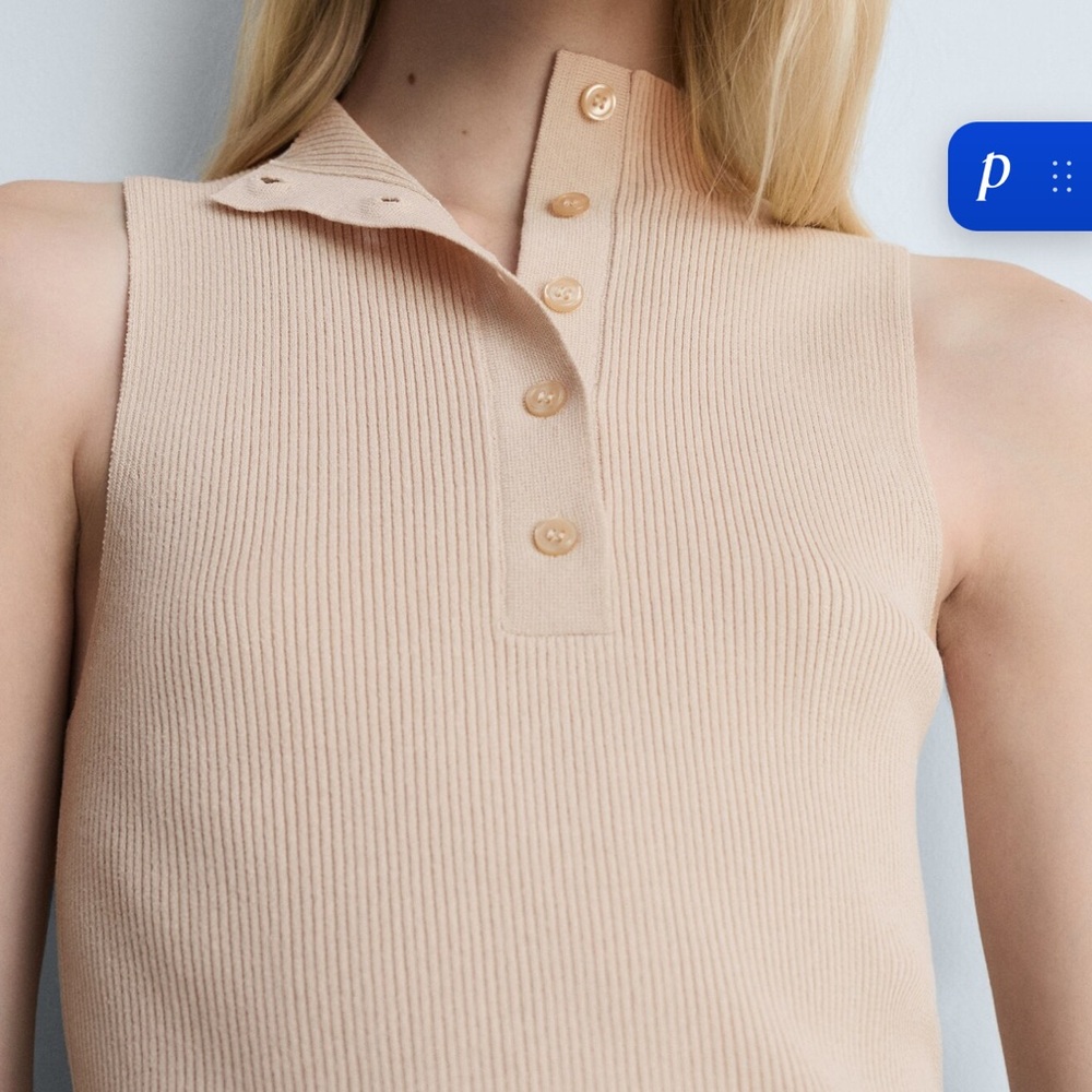 Mango Buttoned Ribbed Top - Picture 2 of 6